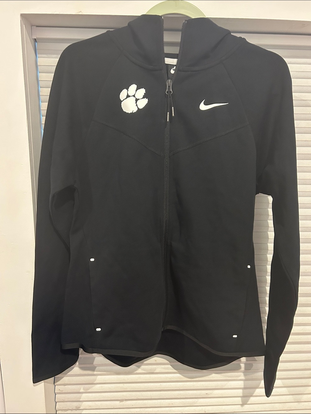 Nike Clemson Tigers Team Tech Fleece Windrunner Full Zip Hoodie Womens M Black